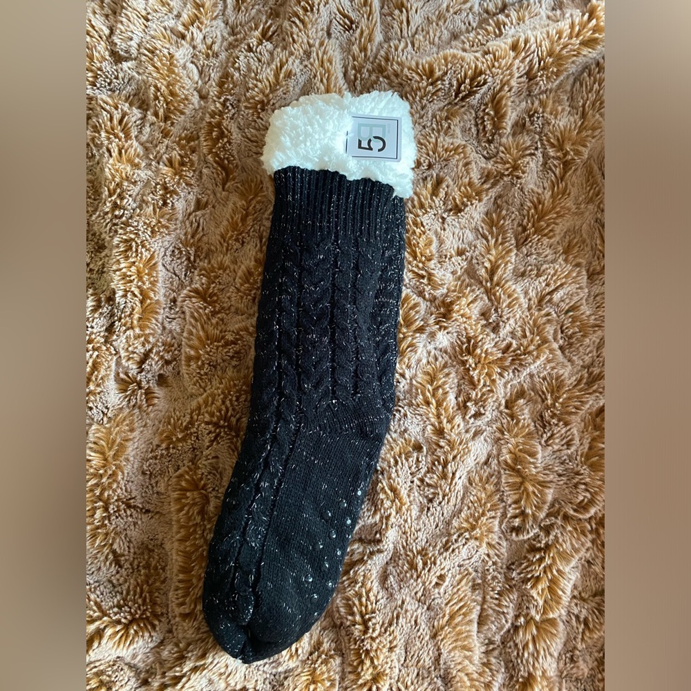 NWT fuzzy black socks